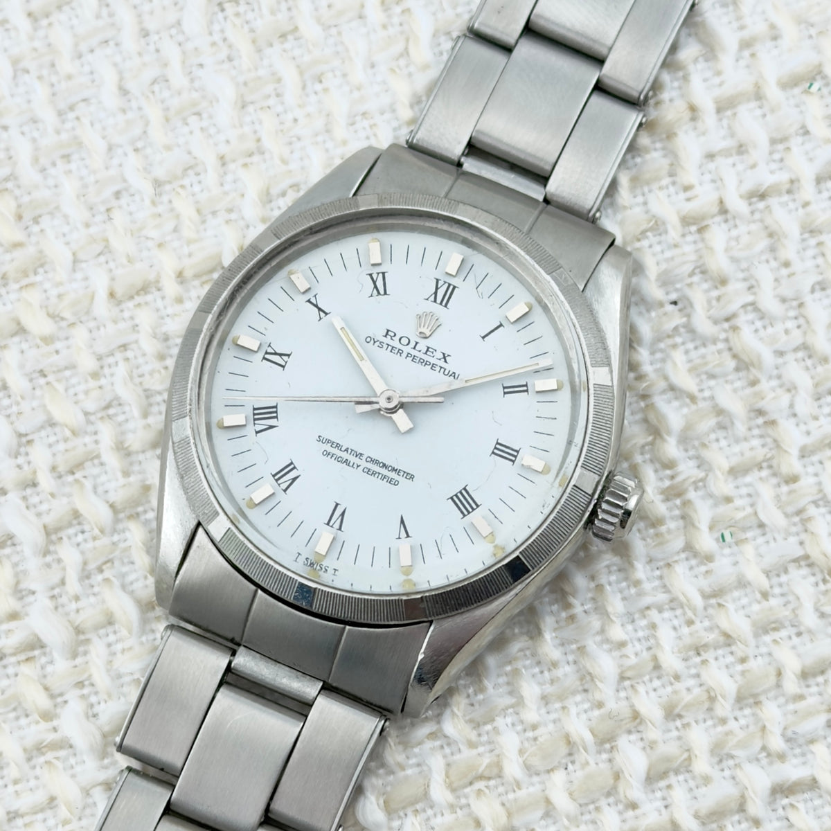 Rolex Oyster Perpetual - White Roman Dial - 34mm - Ref 1003 - With Papers