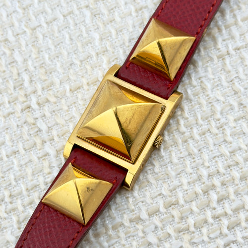 Hermes Medor Pyramid Watch - Red Leather - Original Box & Papers