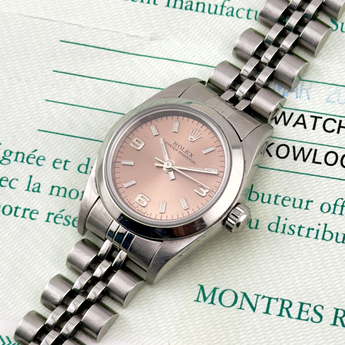 Rolex Oyster Perpetual – Pink Dial - With Papers - Ref 76080