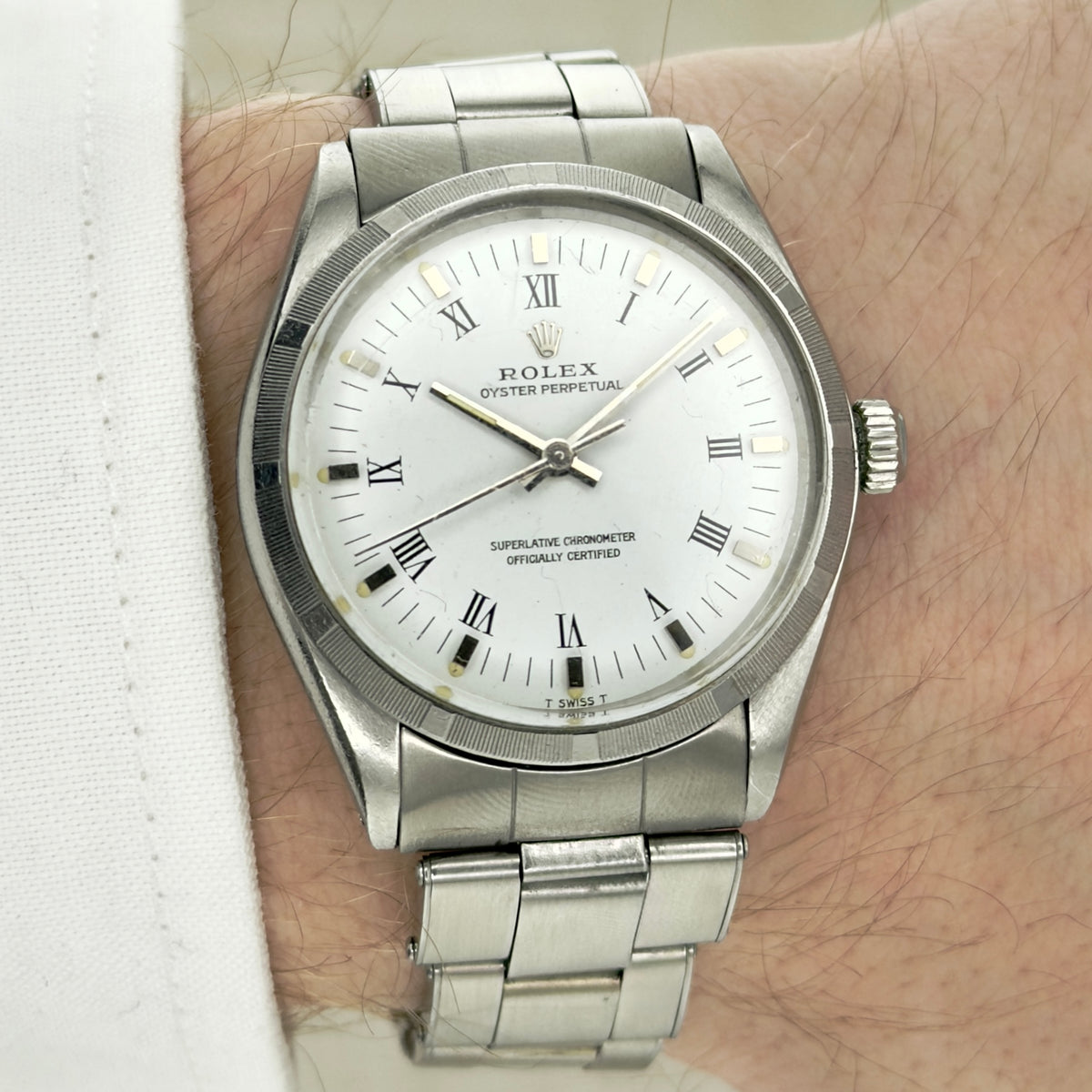Rolex Oyster Perpetual - White Roman Dial - 34mm - Ref 1003 - With Papers
