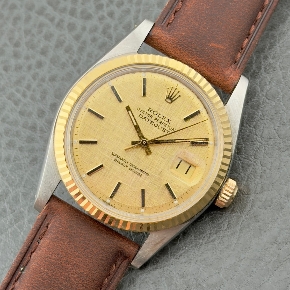 1972 Rolex Datejust - Ref 1601 - Gold Linen Dial