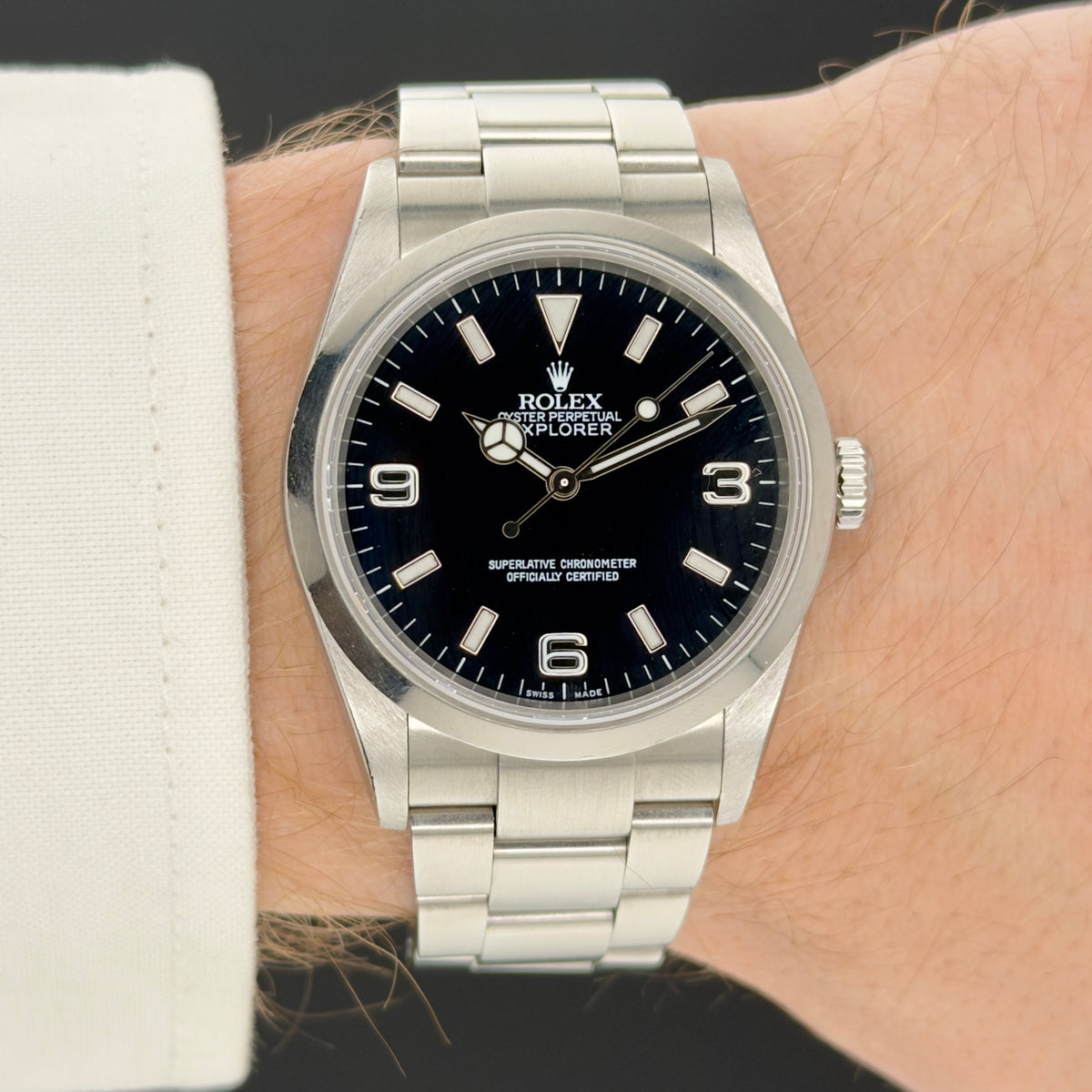 Rolex Oyster Perpetual Explorer 1 - Black Dial - Full Links