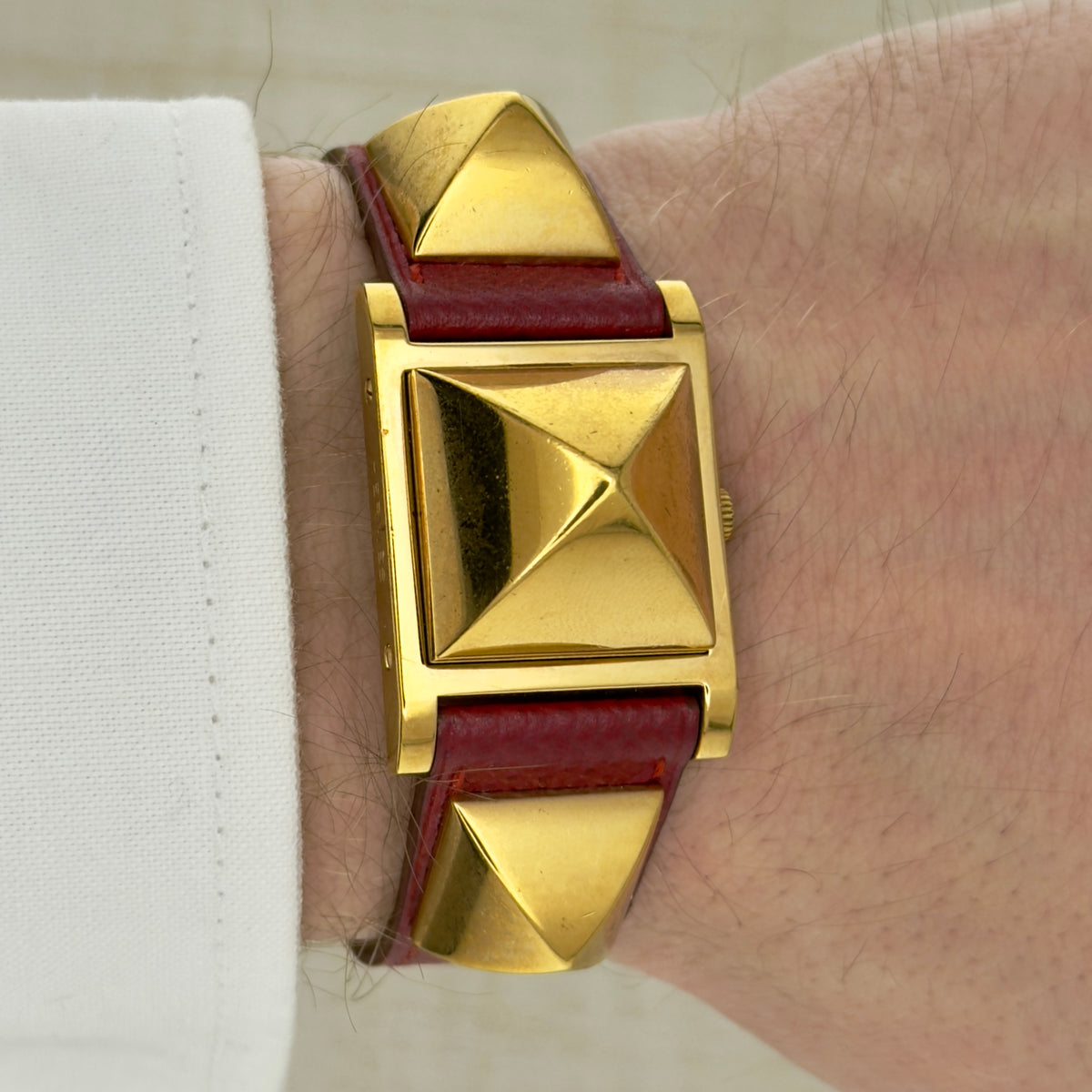 Hermes Medor Pyramid Watch - Red Leather - Original Box & Papers