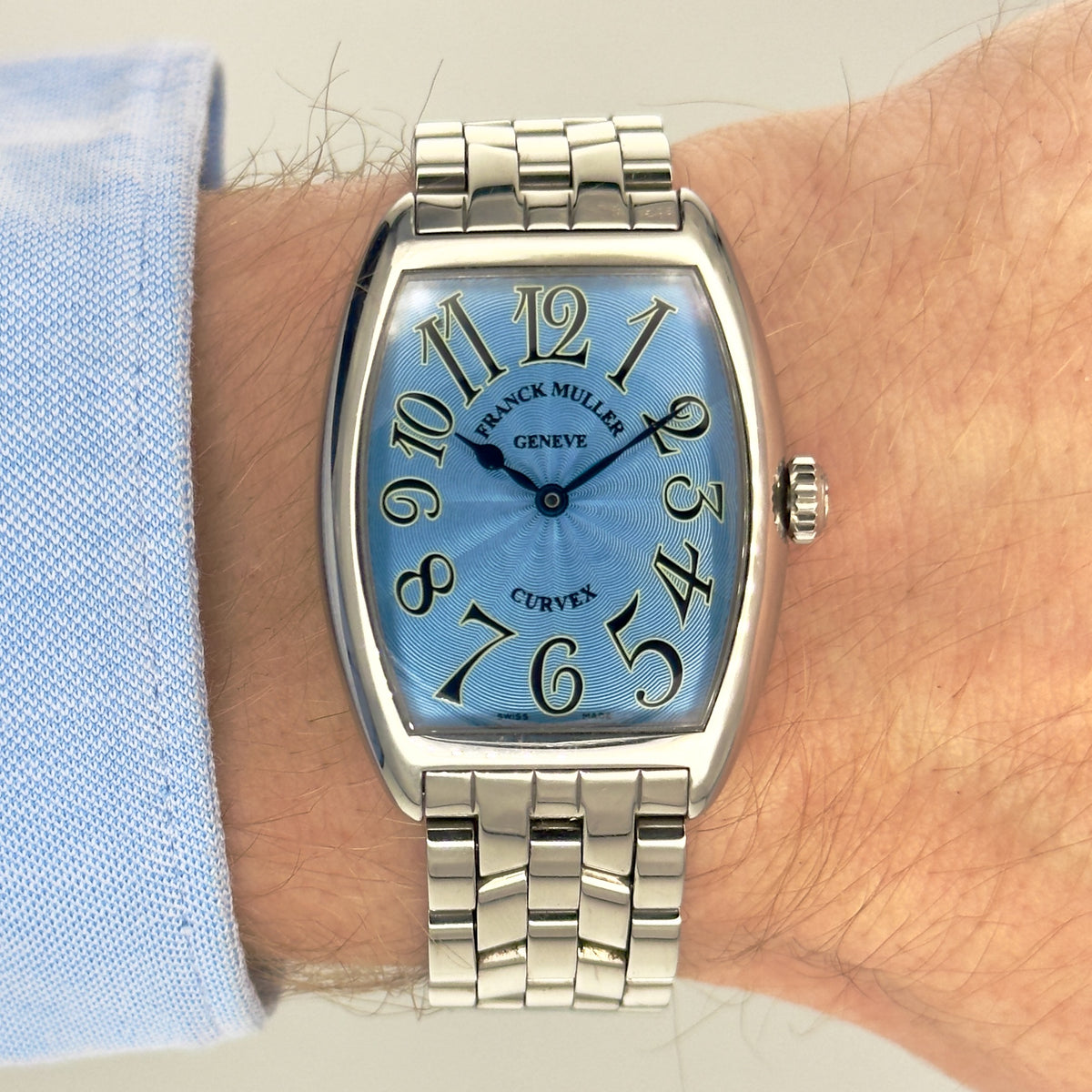 Franck Muller Cintrée Curvex - Ref. 7502 QZ - Ice Blue Dial - Box & Papers