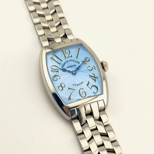 Franck Muller Cintrée Curvex - Ref. 7502 QZ - Ice Blue Dial - Box & Papers