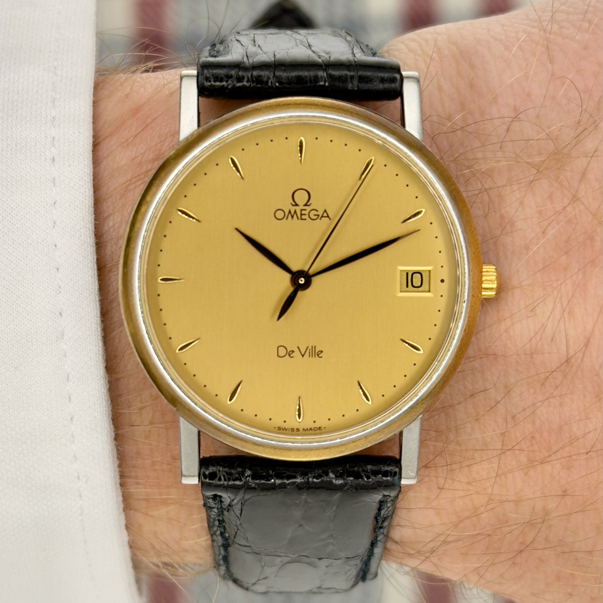 Vintage 1990s Omega De Ville Quartz - Gold Dial - Ref 196.2432