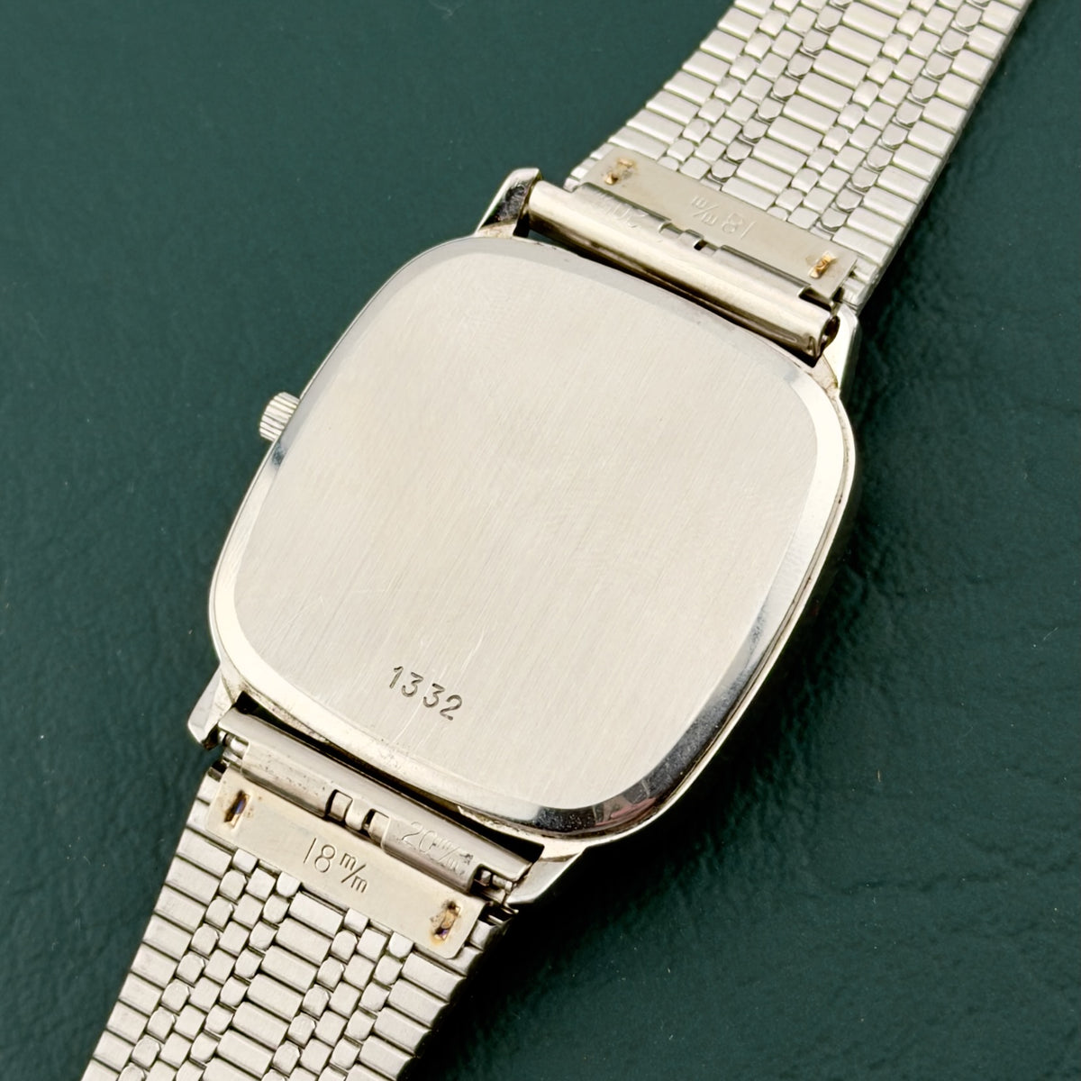1980s Omega De Ville Square Tank - White Roman Numeral Dial - Steel Bracelet