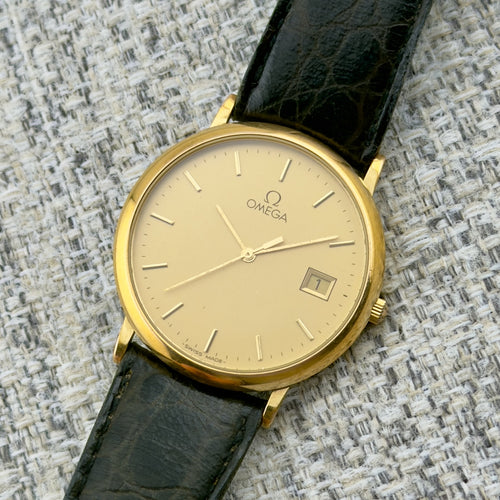 Vintage 1990s Omega De Ville Quartz - Gold Dial - Ref 196.2432