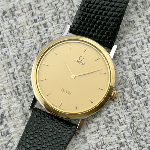 Vintage 1990s Omega De Ville Quartz - Gold Dial - Ref 196.2432