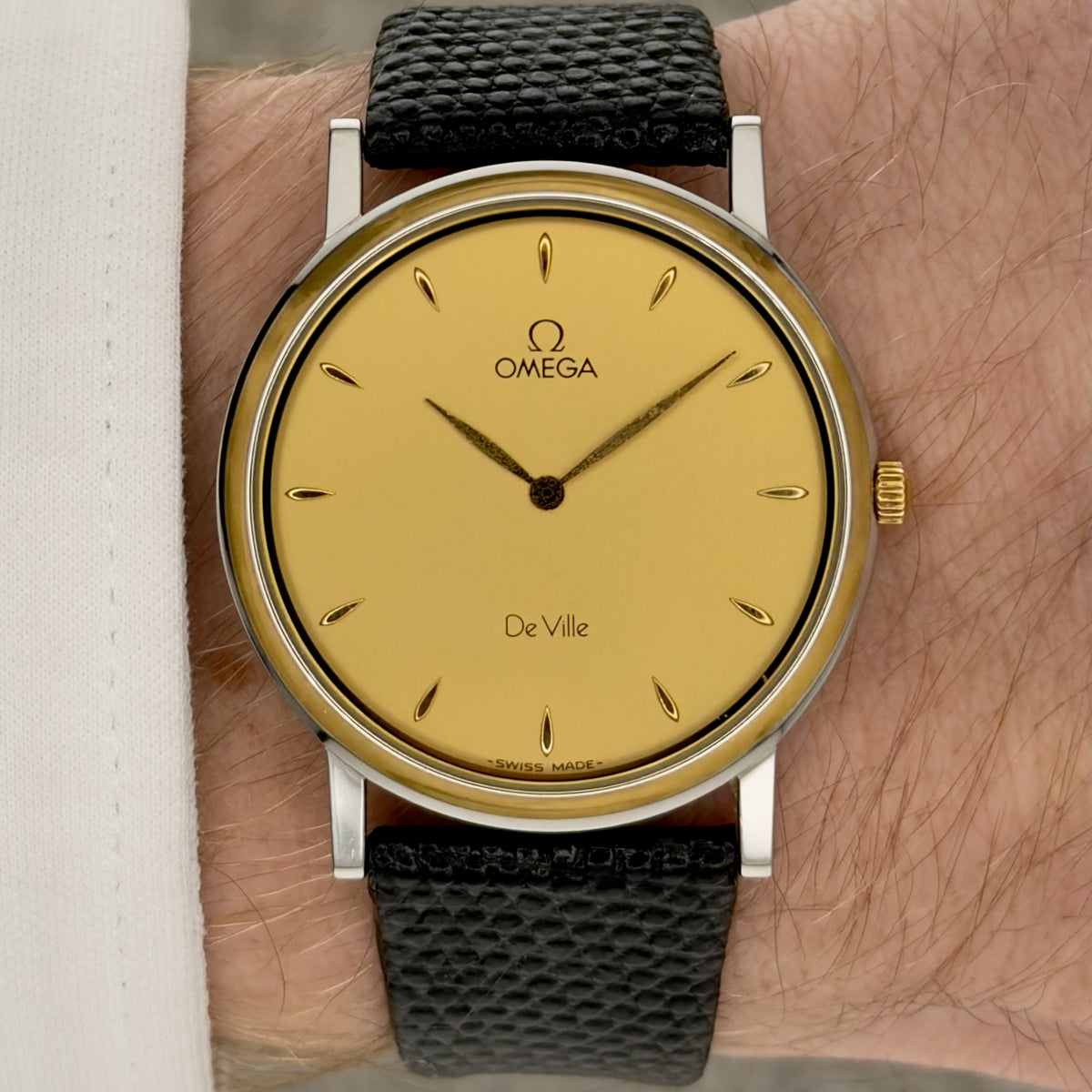 Vintage 1990s Omega De Ville Quartz - Gold Dial - Ref 196.2432