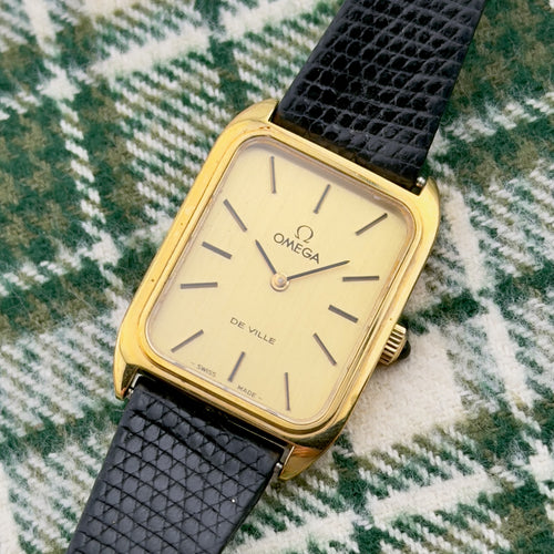 1980s Omega De Ville Tank - Gold Dial - Original Box and Buckle