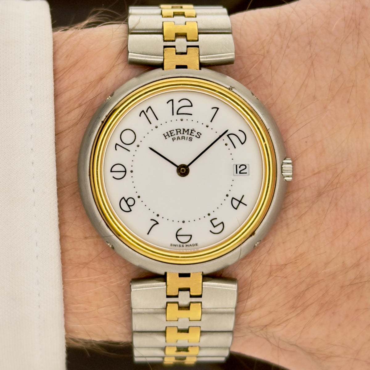 Hermès Profile Combi - Two Tone - Quartz - White Dial - Men's Watch