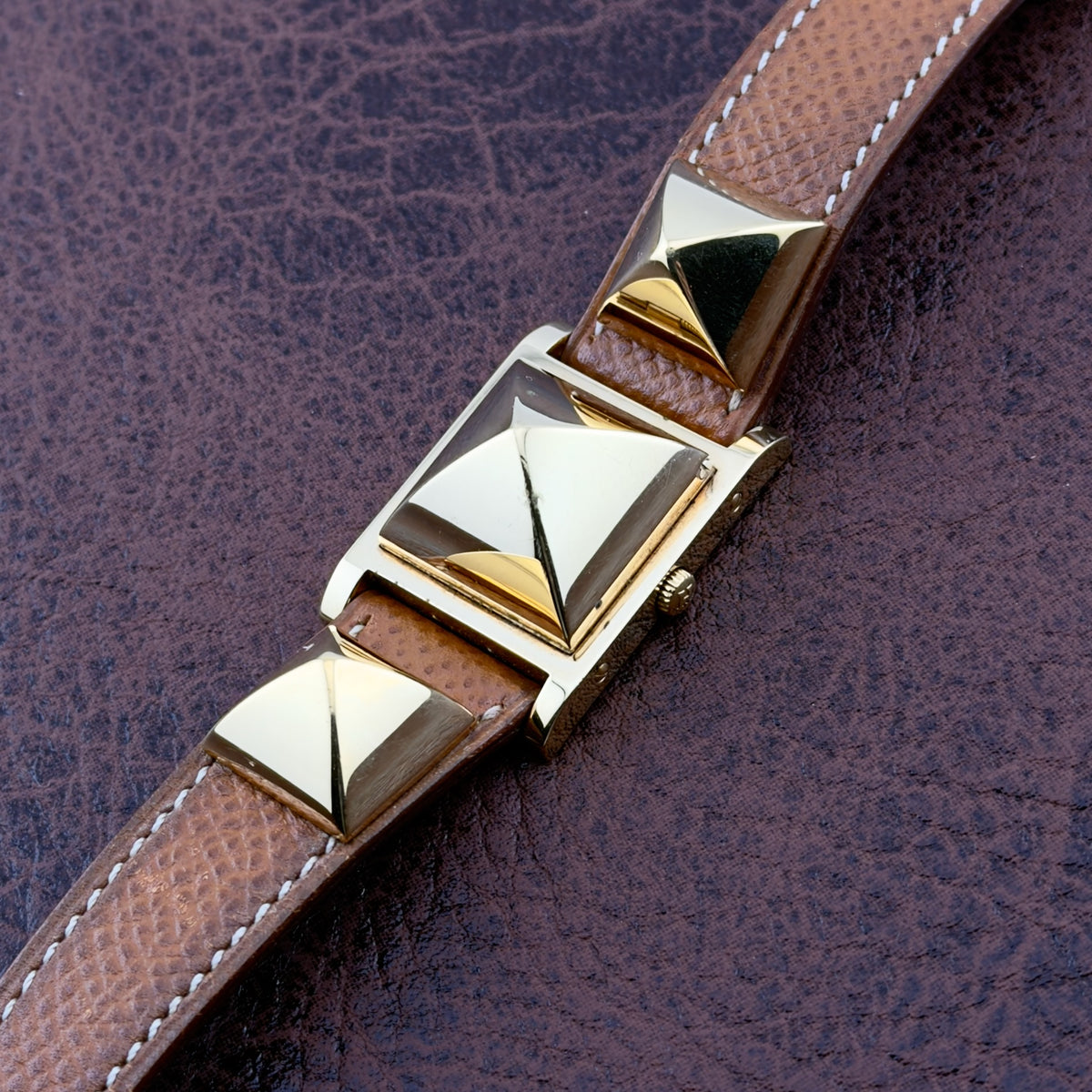 Hermes Medor Spiked Bracelet Watch - Original Leather Strap & Buckle