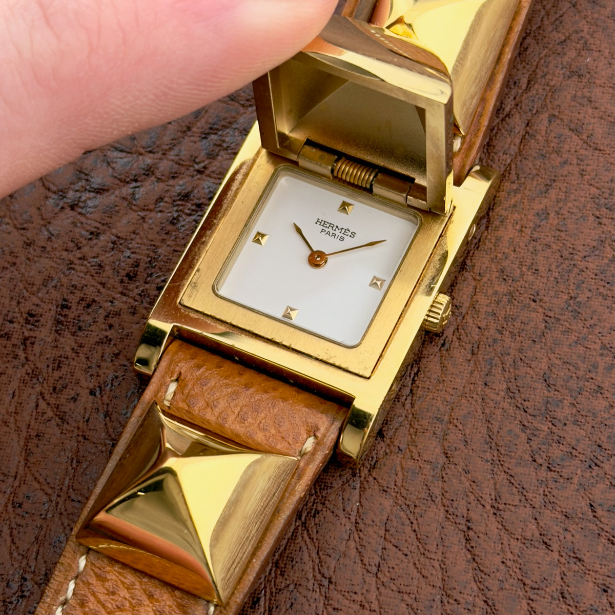 Hermes Medor Spiked Bracelet Watch - Original Leather Strap & Buckle