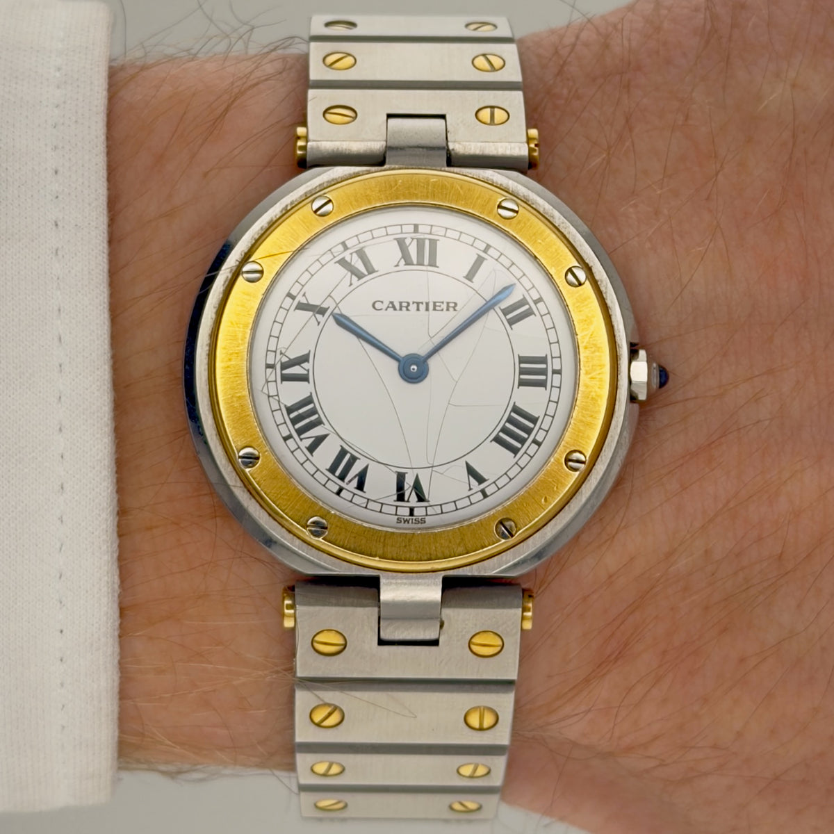 Cartier Santos Round - Ref 8191 - 18K Solid Yellow Gold/Steel - Large 32mm Mens