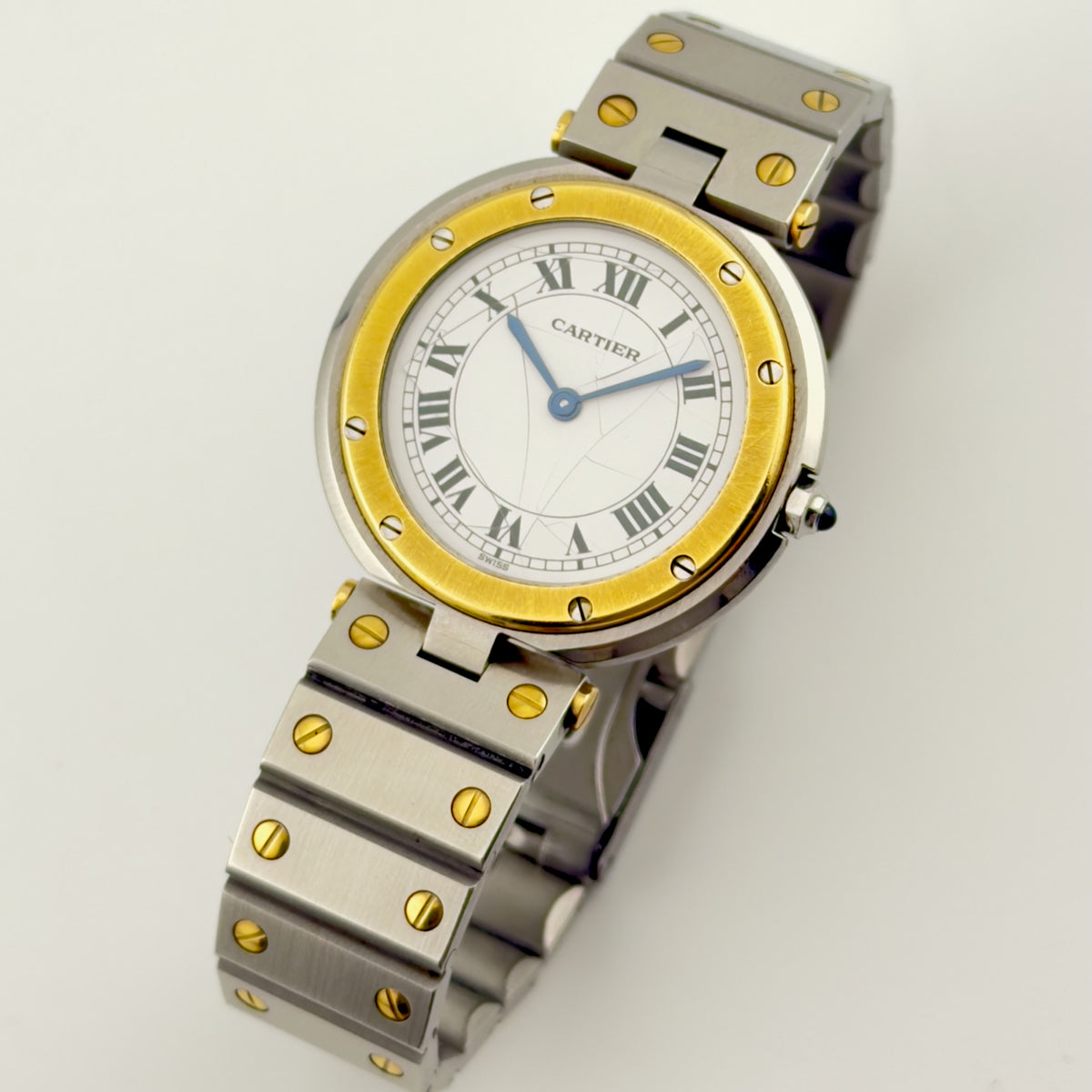 Cartier Santos Round - Ref 8191 - 18K Solid Yellow Gold/Steel - Large 32mm Mens