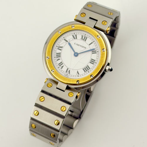 Cartier Santos Round - Ref 8191 - 18K Solid Yellow Gold/Steel - Large 32mm Mens