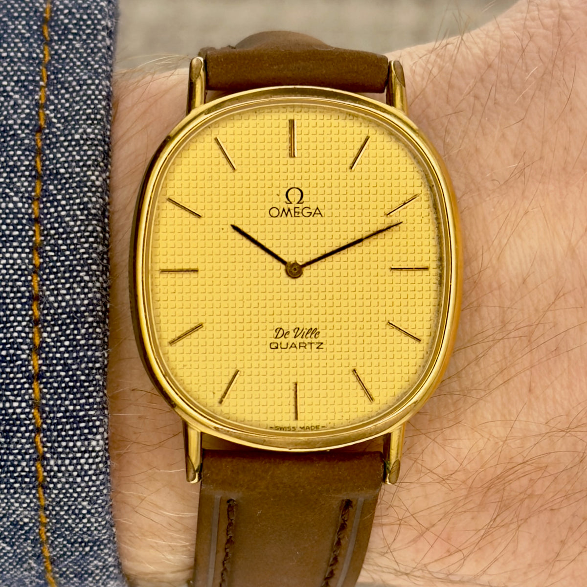 Vintage 1977 Omega De Ville Quartz - Gold Dial - Ref.191.0093 - Men’s Watch