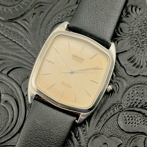 Vintage Seiko Dolce - Patina Silver Dial - Quartz - Leather Strap - Men’s Watch