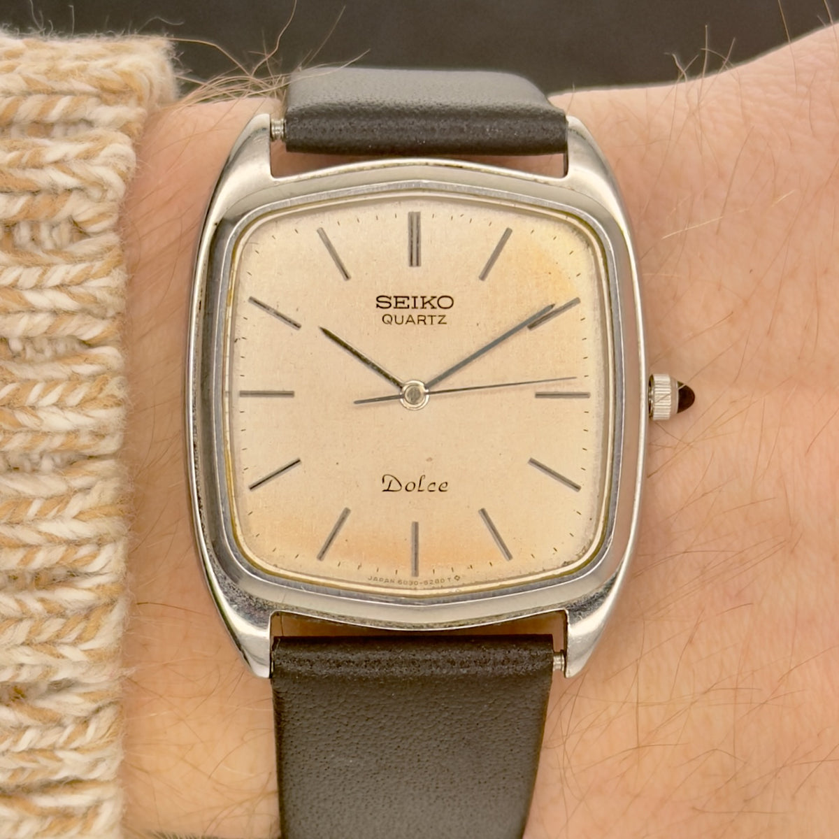 Vintage Seiko Dolce - Patina Silver Dial - Quartz - Leather Strap - Men’s Watch