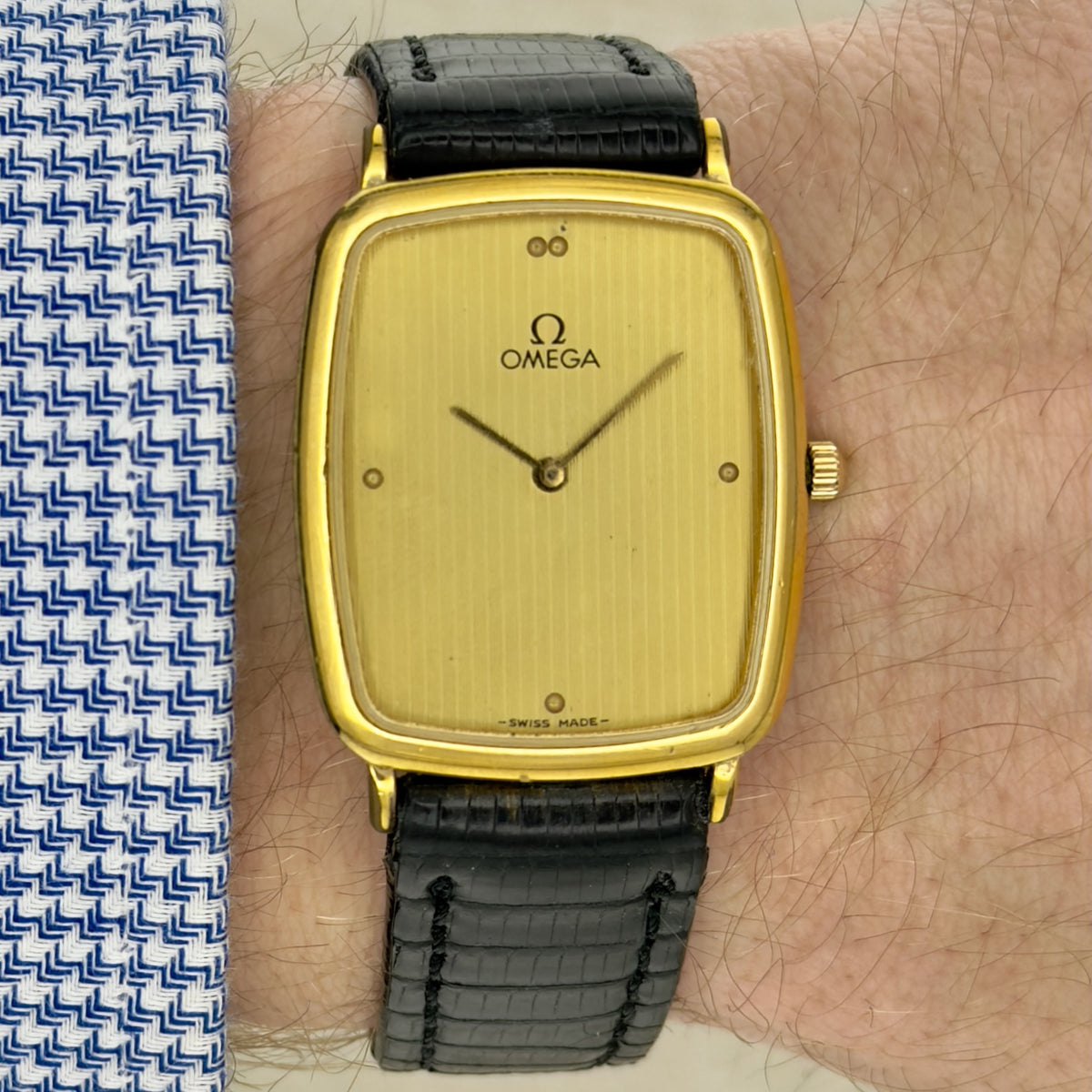 Vintage 1980s Omega De Ville Tank - Gold Dial - Ref 195.0076 - Men’s Watch
