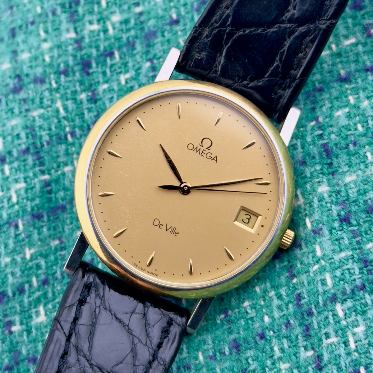 Vintage 1990’s Omega De Ville Quartz - Gold Dial - Ref 196.2432 - Men’s Watch