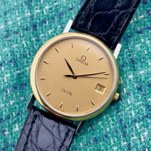 Vintage 1990’s Omega De Ville Quartz - Gold Dial - Ref 196.2432 - Men’s Watch