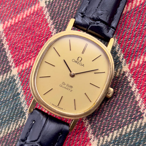 Vintage 1980s Omega De Ville - Gold Dial - Quartz - Ref 191.0046 - Men’s Watch