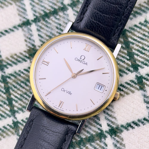 Vintage 1994 Omega De Ville Quartz - Gold Dial - Ref 196.2432 - Men’s Watch