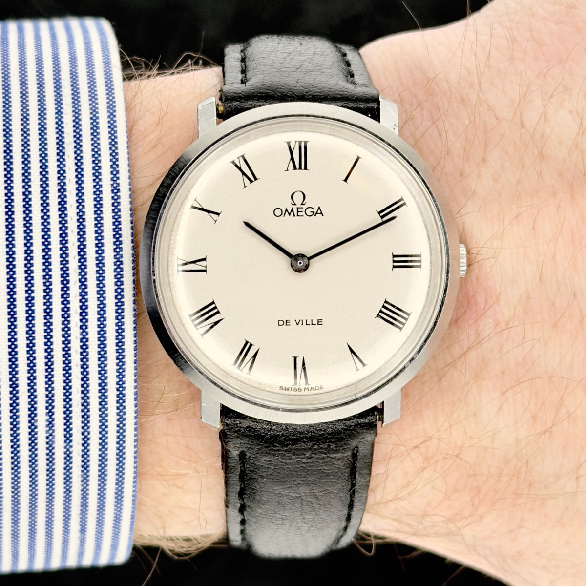 Vintage 1970s Omega De Ville - White Roman Dial - Ref 111.0107 - Men’s Watch