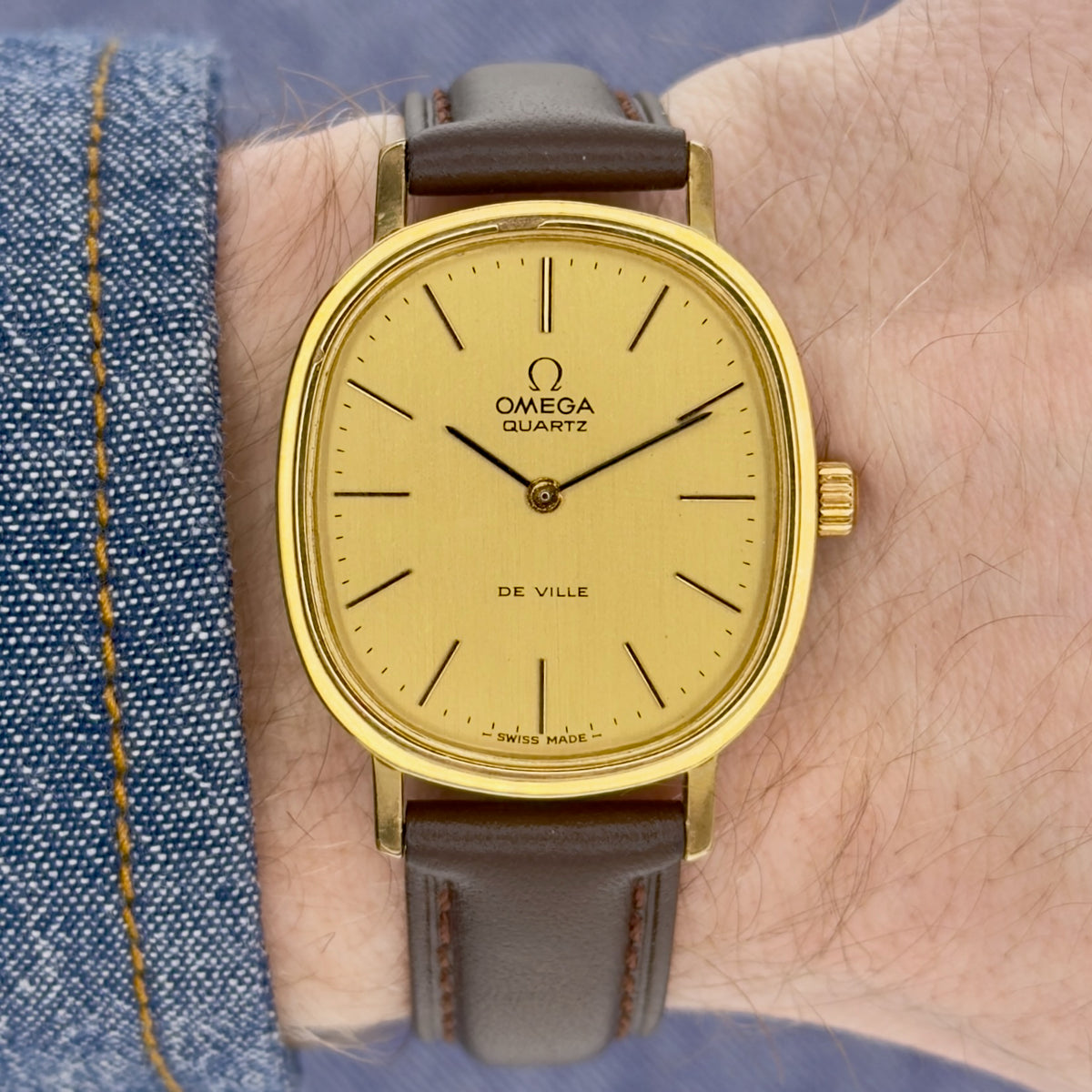 Vintage 1980s Omega De Ville - Gold Dial - Quartz - Ref 191.0046 - Men’s Watch