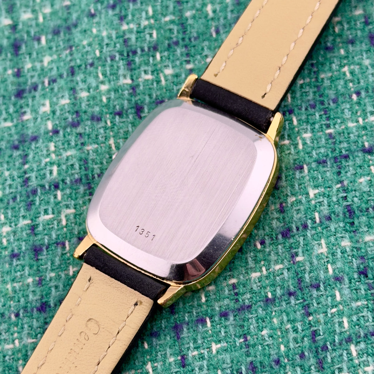Vintage 1980s Omega De Ville Tank - Gold Waffle Dial - Quartz - Mens Watch