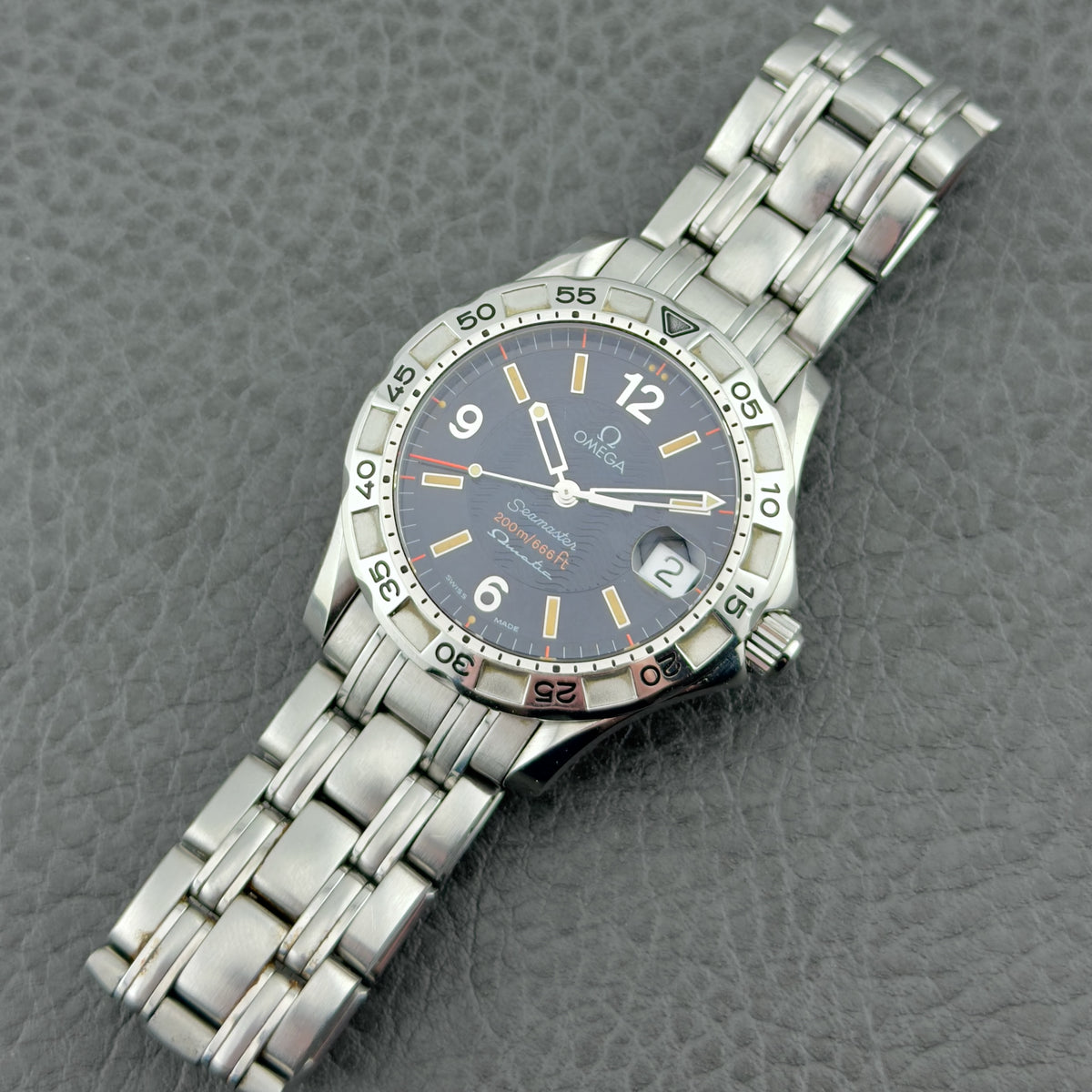 Omega Seamaster Omegamatic Swiss Autoquartz Black Dial 2514.50 37mm Mens Watch