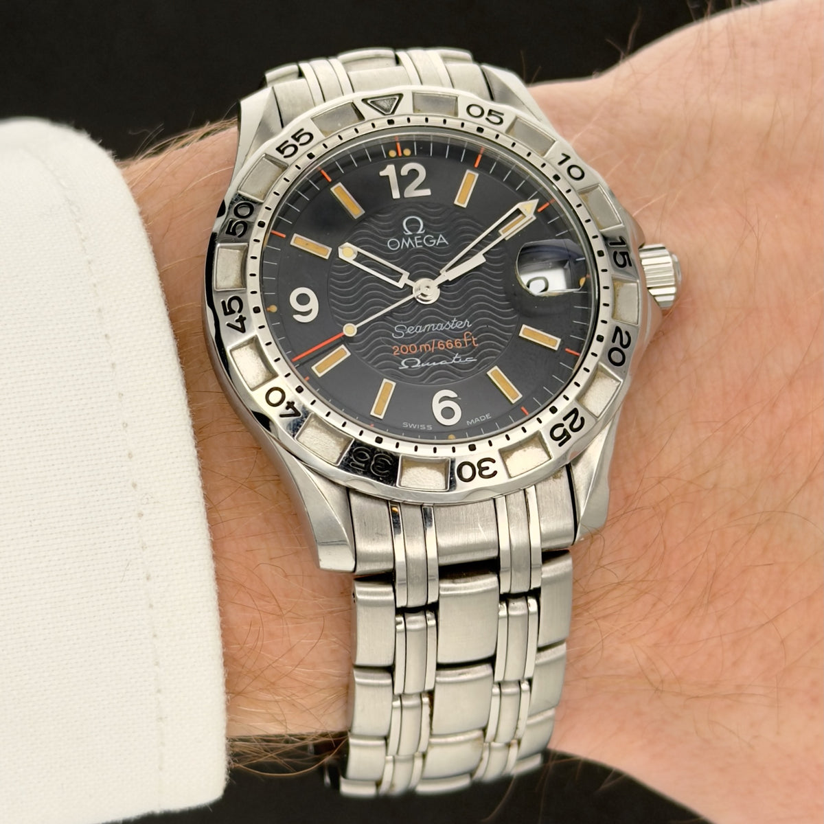 Omega Seamaster Omegamatic Swiss Autoquartz Black Dial 2514.50 37mm Mens Watch