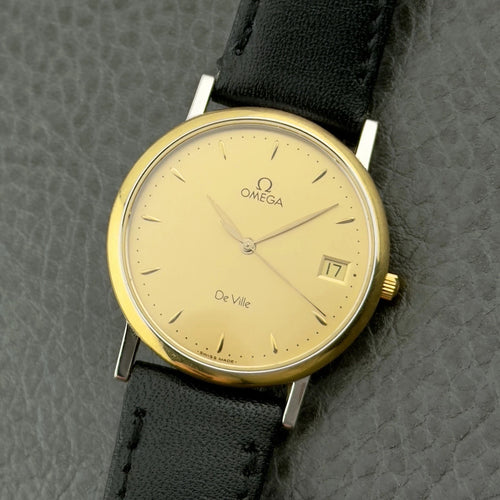 Vintage 1994 Omega De Ville Quartz - Gold Dial - Ref 196.2432