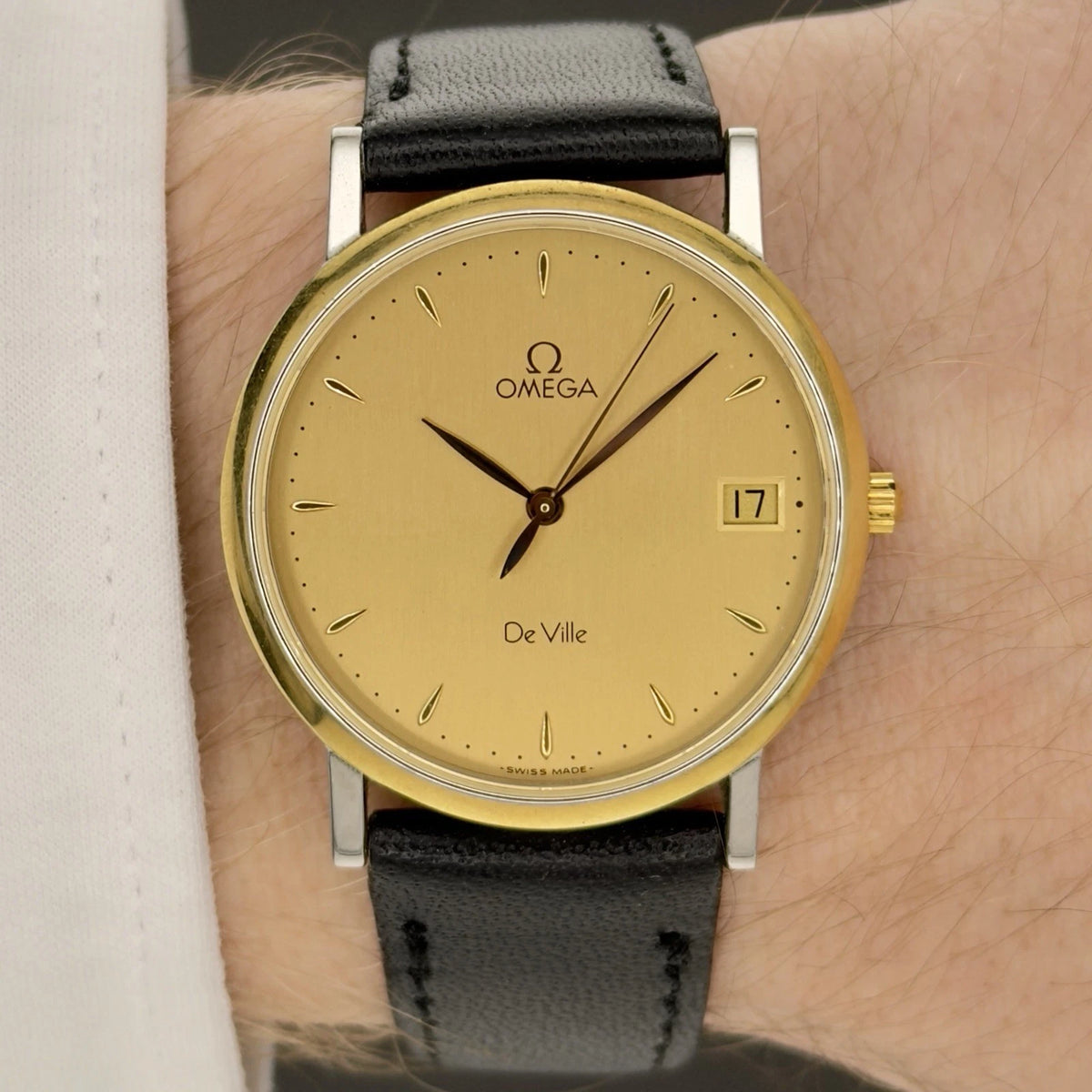 Vintage 1994 Omega De Ville Quartz - Gold Dial - Ref 196.2432