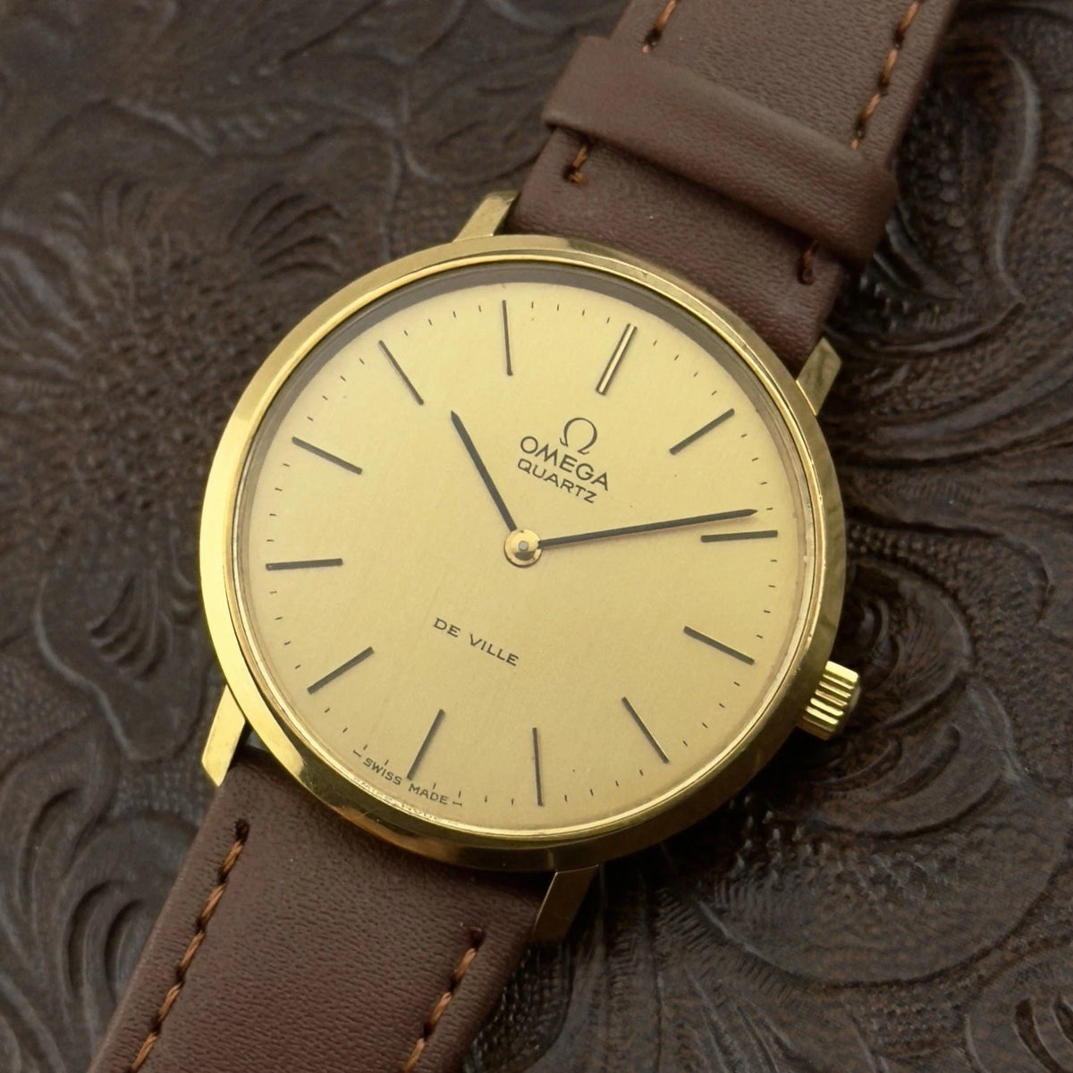 Vintage 1977 Omega De Ville Quartz - Gold Dial - Ref 191.0044
