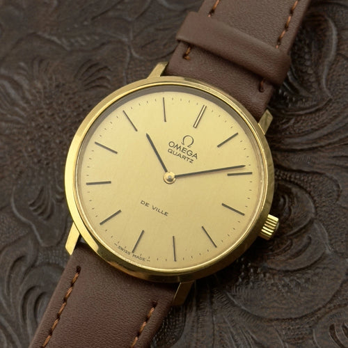 Vintage 1977 Omega De Ville Quartz - Gold Dial - Ref 191.0044