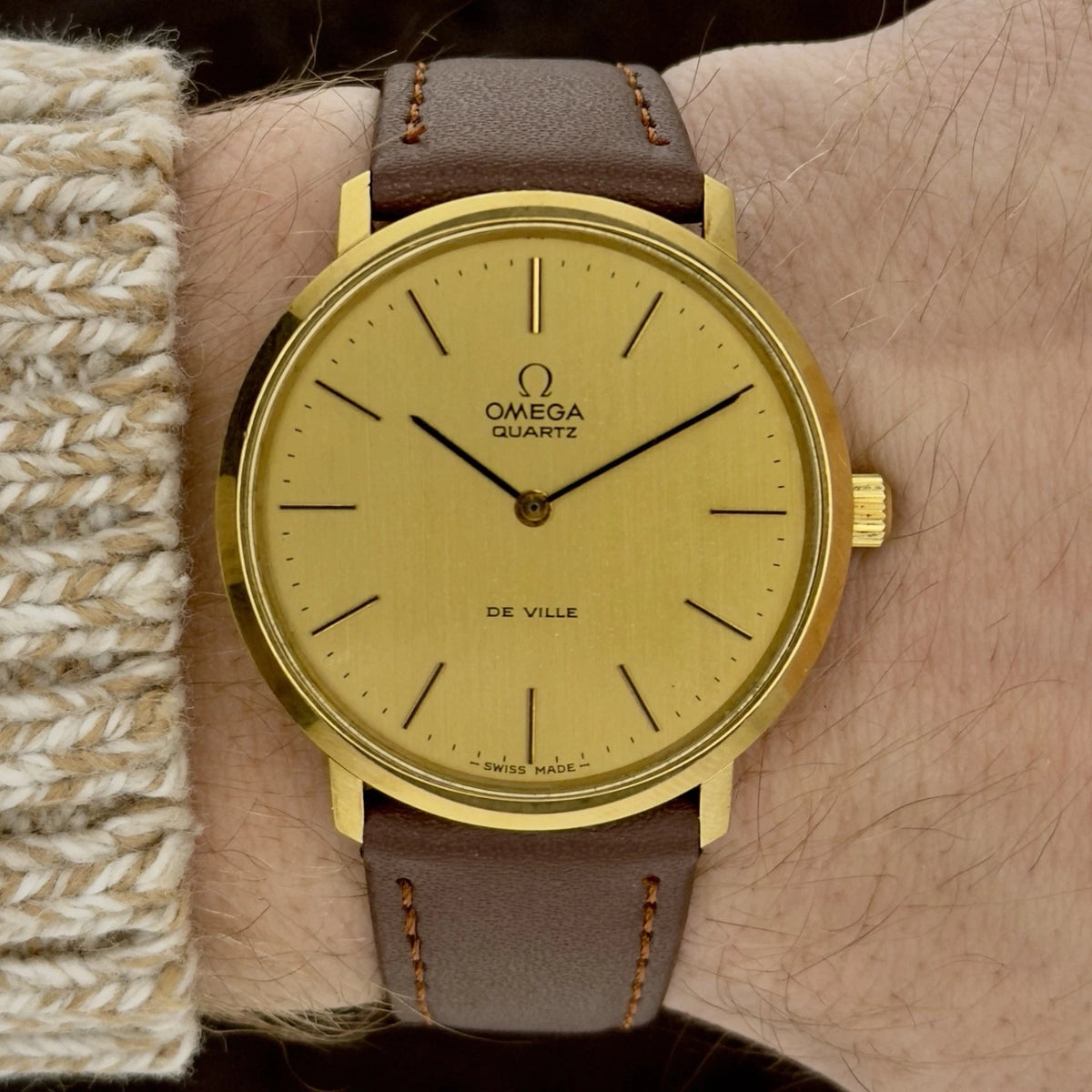 Vintage 1977 Omega De Ville Quartz - Gold Dial - Ref 191.0044