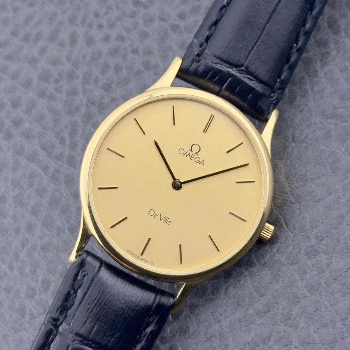 Vintage 1983 Omega DeVille - Gold Dial - Push Crown - Ref 195.0039