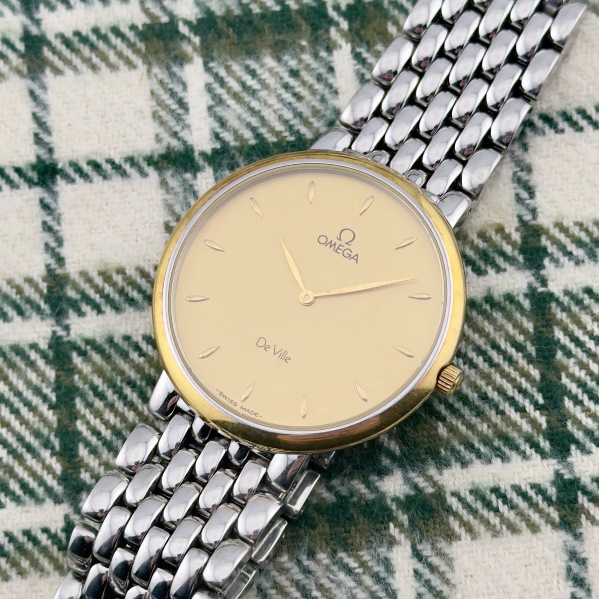 Vintage 1980s Omega De Ville Quartz- Gold Dial - Ref 395.0875