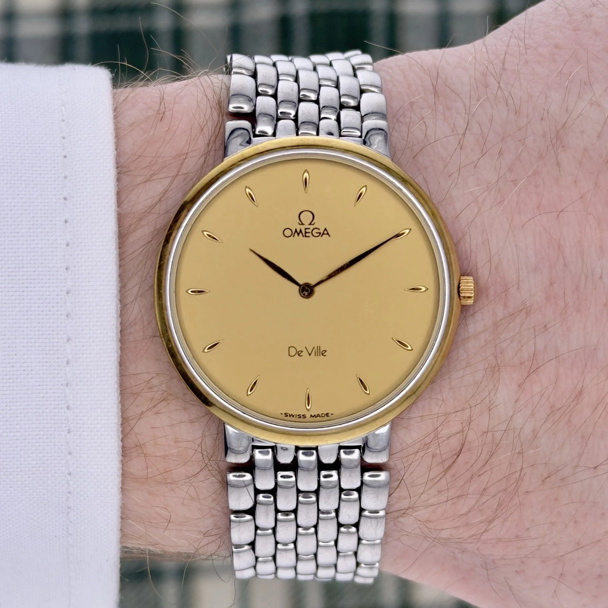 Vintage 1980s Omega De Ville Quartz- Gold Dial - Ref 395.0875