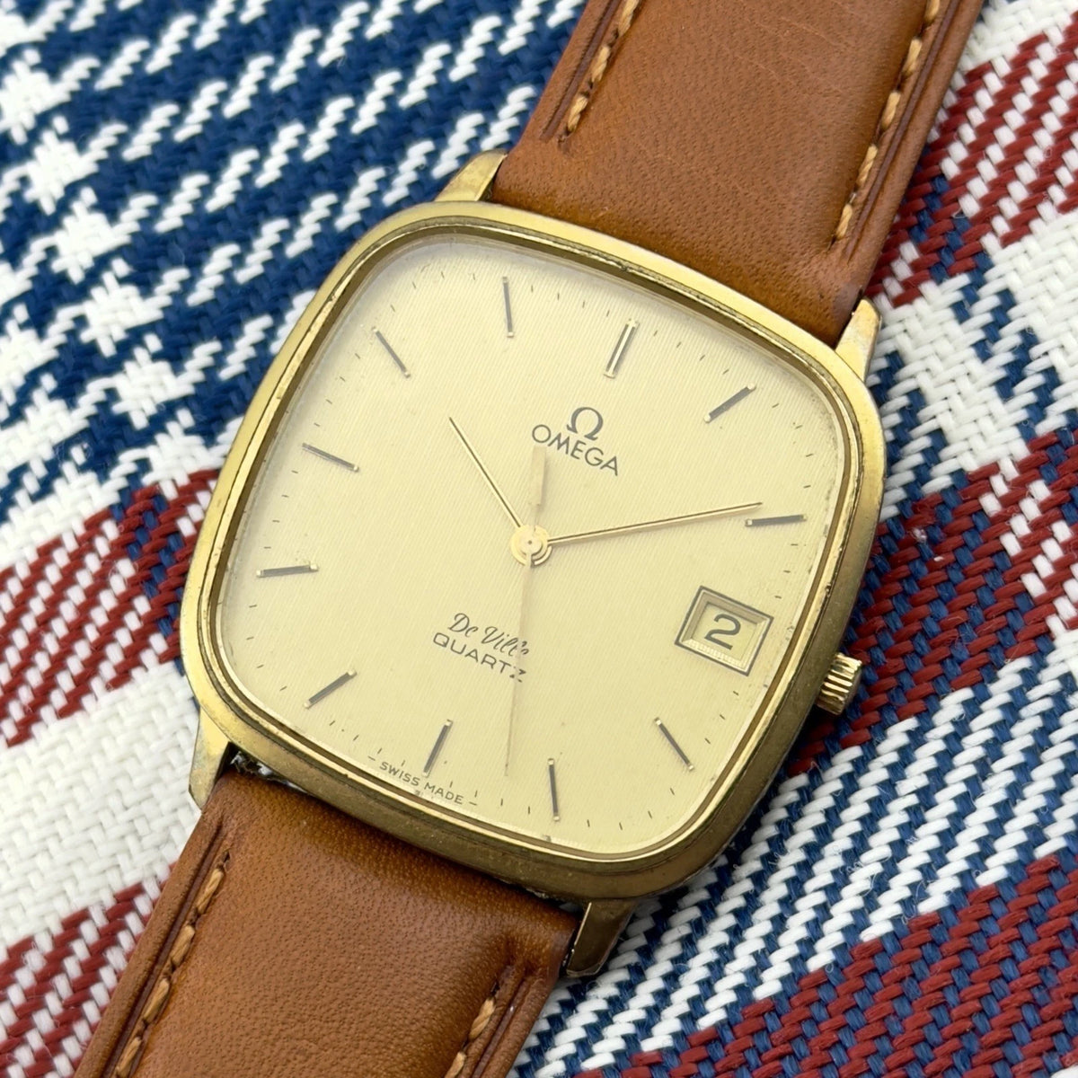 Vintage 1979 Omega De Ville Quartz - Square Tank - Gold Dial
