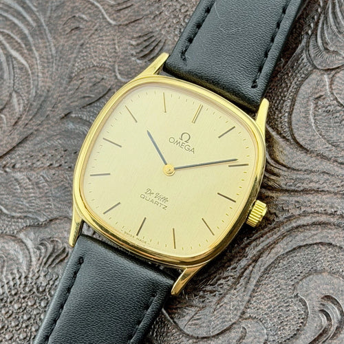Vintage 1980s Omega De Ville Quartz - Gold Dial - Ref 191.0073