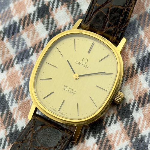 Vintage 1980s Omega De Ville - Gold Dial - Quartz - Ref 191.0046