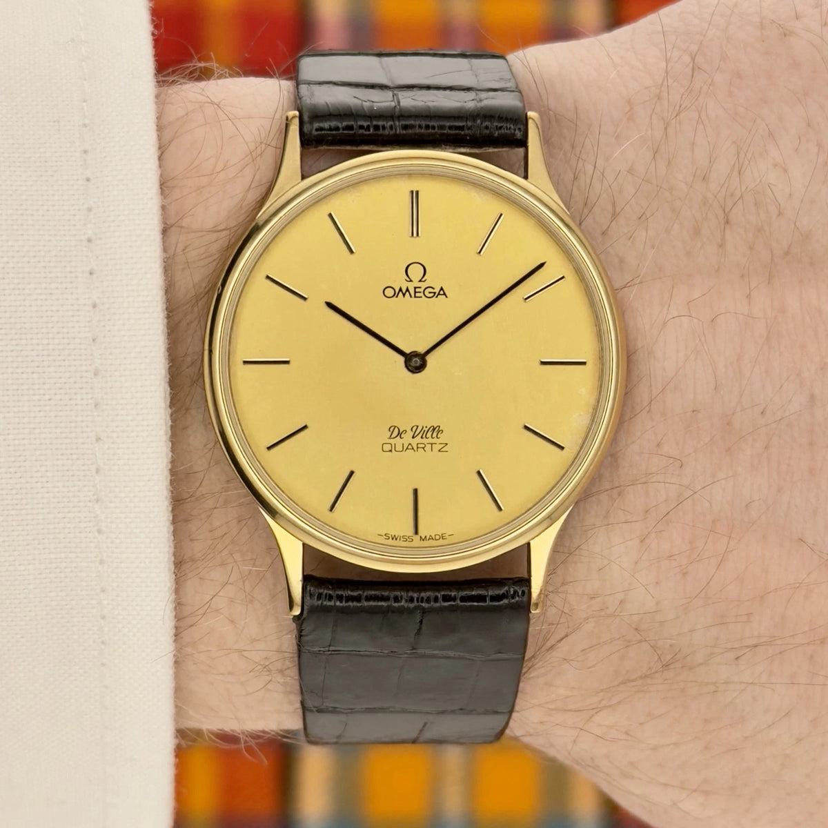 Vintage 1980 Omega De Ville Quartz - Gold Dial - Ref 191.0130