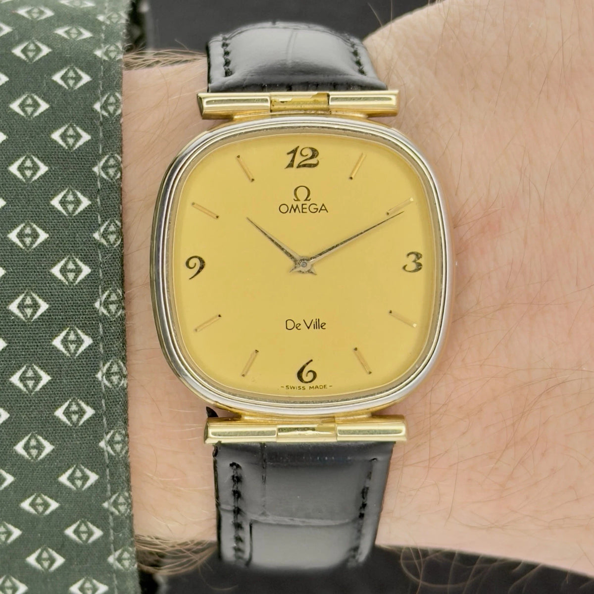 Vintage 1980s Omega De Ville Quartz - Square Tank - Numeral Dial