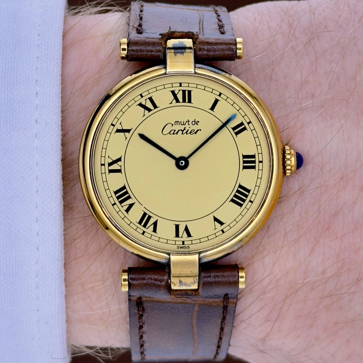 Vintage 1990 Cartier Must Vendome - Roman Numeral Dial - With Original Papers