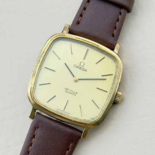 Vintage 1977 Omega De Ville Quartz - Gold Dial - Ref 191.0045
