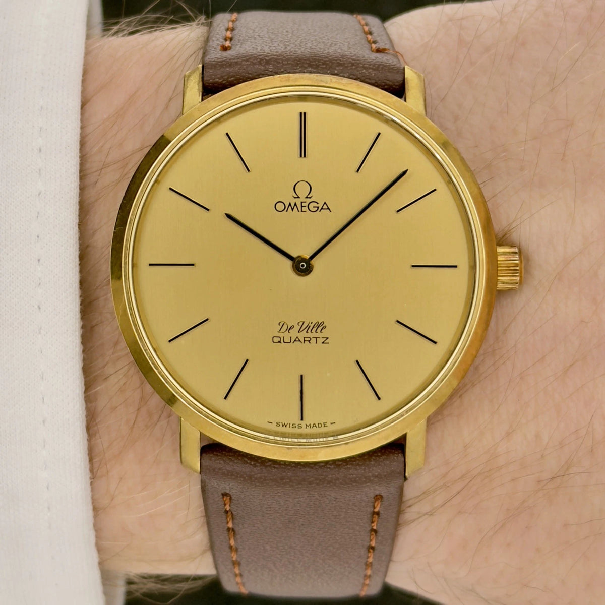 Vintage 1981 Omega De Ville Quartz - Gold Dial - Ref 191.0044